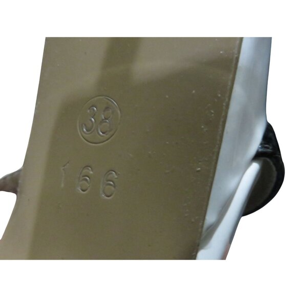 LEBE Ultra high White & Black vegan patent leather strappy stilettos 38 or US 8 - Picture 12 of 12